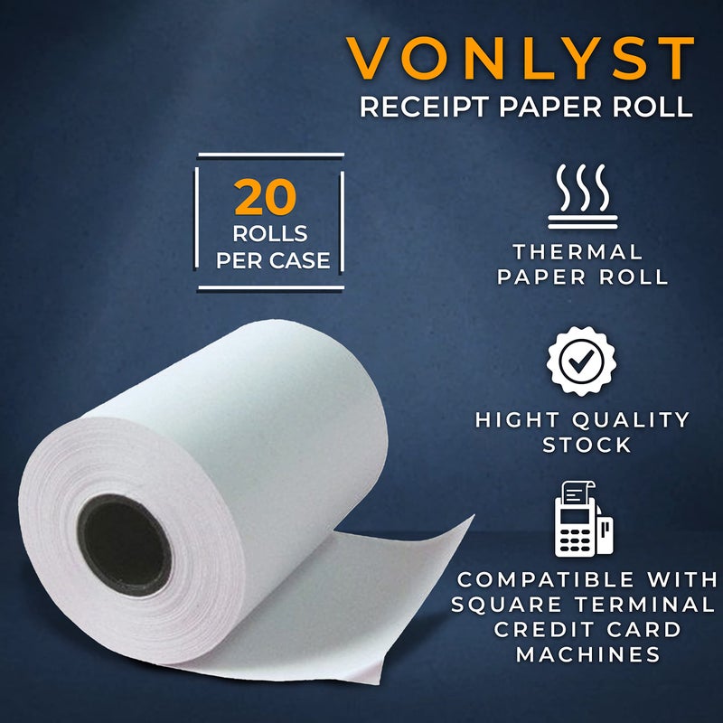 Vonlyst Receipt Paper Roll for Square Terminal Credit Card Machine (20 rolls) - Image 5